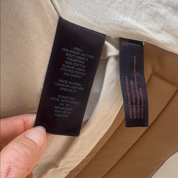 Coach Genuine Sheepskin Leather Moto Jacket Size 00 XS - Picture 8 of 8